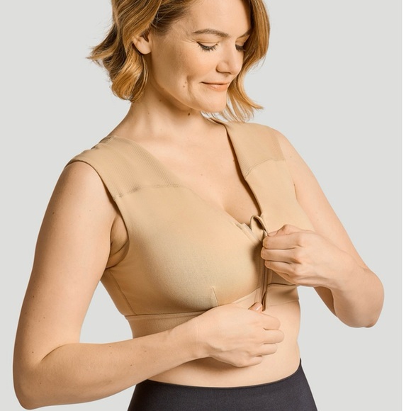 Tommie Copper Zip Up Shoulder Support Bra Nude New - Picture 1 of 5